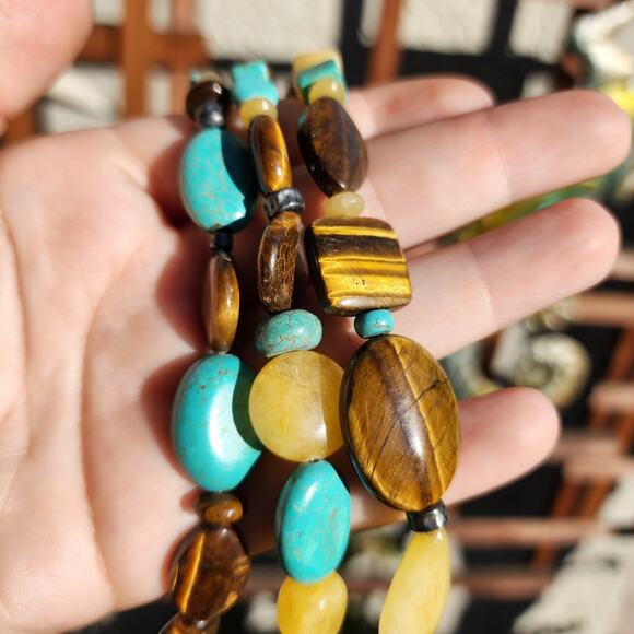 Silpada Turquoise Necklace N1858 Tigers Eye Calcite 925 Sterling Silver Leather - Picture 11 of 16